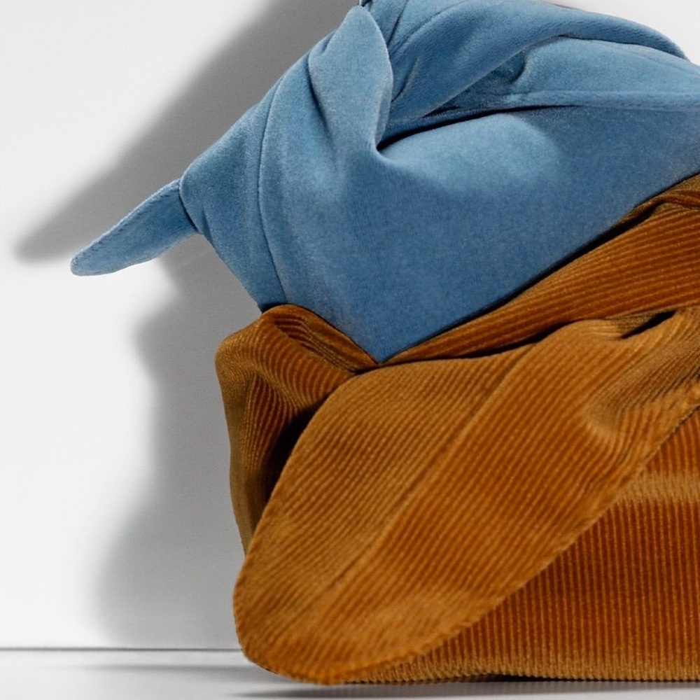NWT Merit Beauty Signature bags original brown corduroy and mini blue velvet